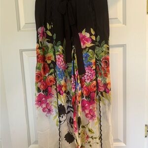 Floral Flowy Pants with Tie Waist
